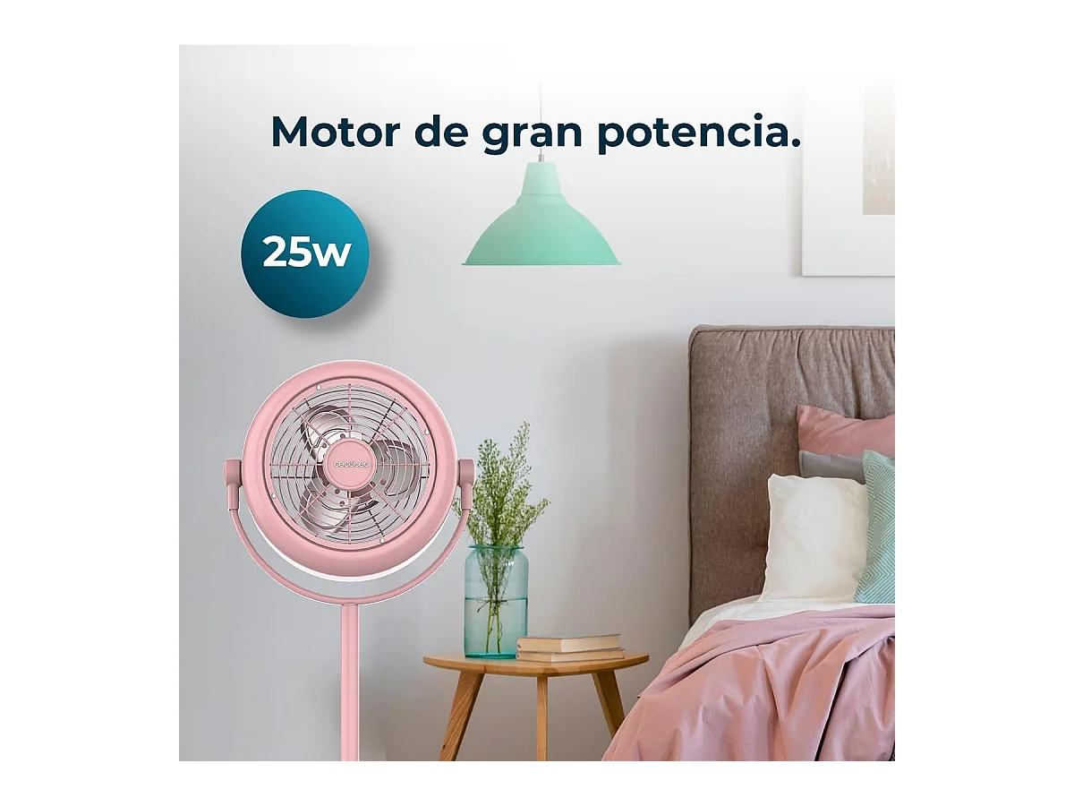 Ventilador de pie Cecotec EnergySilence 250 ClassicStyle 25W 3 aspas 2 velocidades rosa