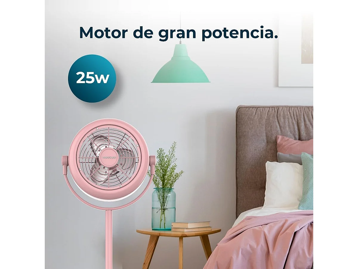 Ventilador de pie Cecotec EnergySilence 250 ClassicStyle 25W 3 aspas 2 velocidades rosa