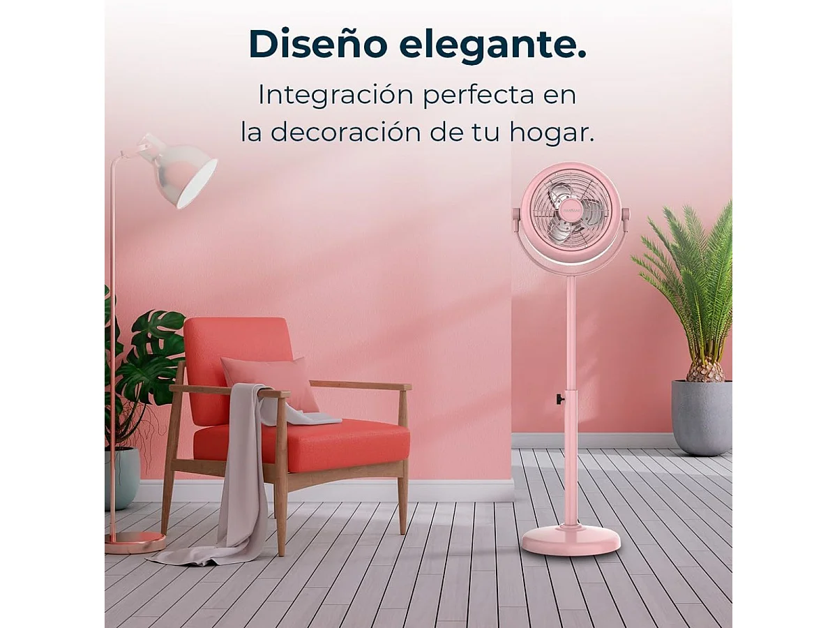 Ventilador de pie Cecotec EnergySilence 250 ClassicStyle 25W 3 aspas 2 velocidades rosa