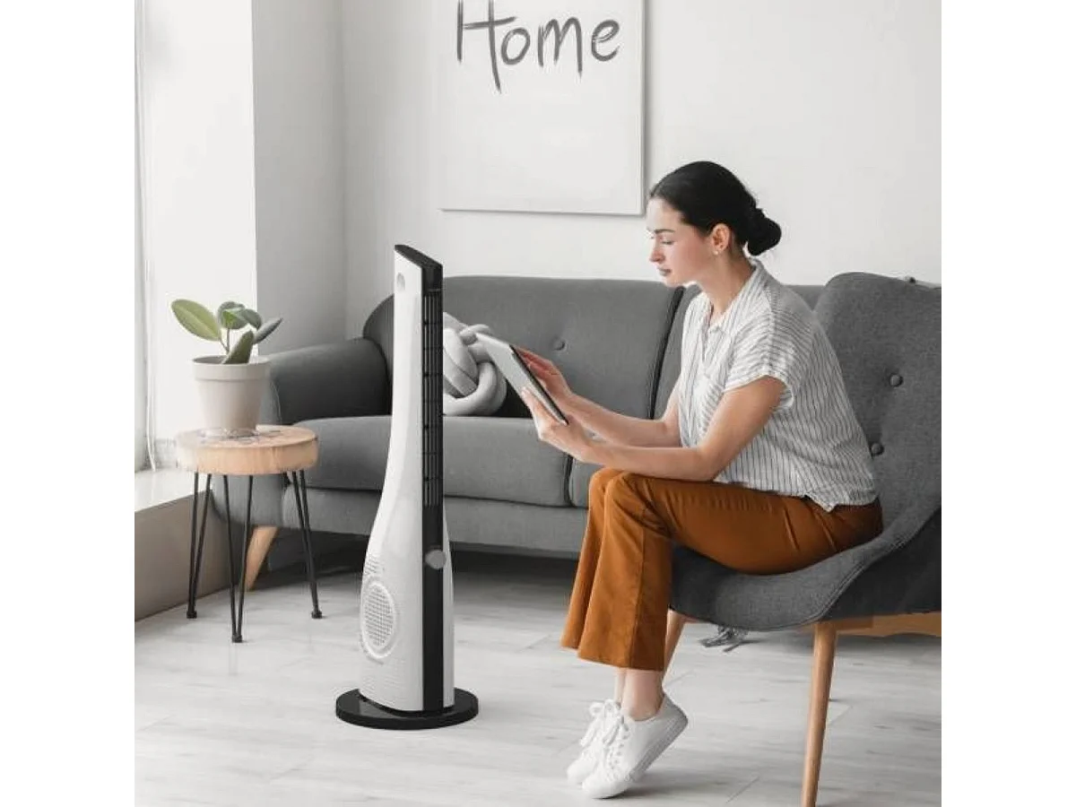 Ventilador de torre Baqueira 5050 mecánico 50W blanco/negro 90 cm