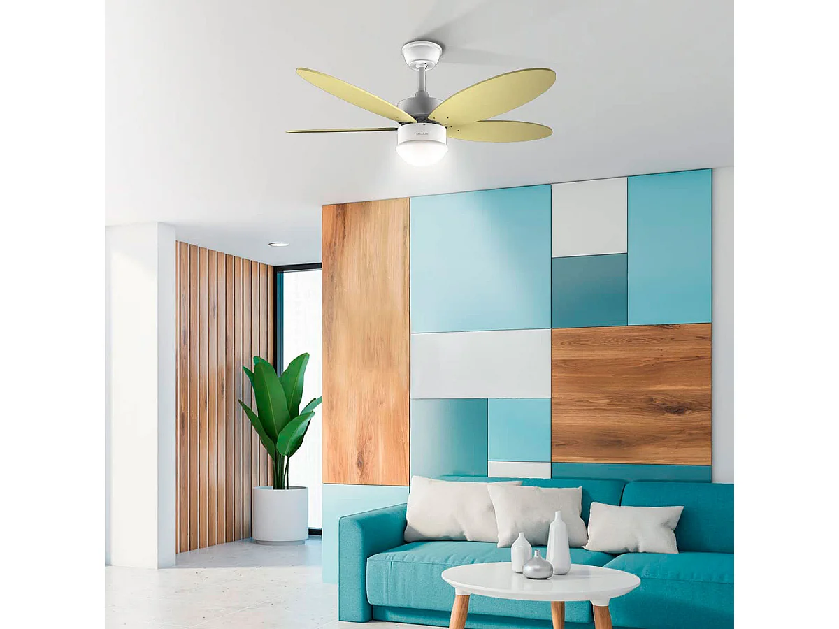 Ventilador de techo Cecotec EnergySilence Aero 4260 SunLight 40W función verano/invierno amarillo Ø106 cm
