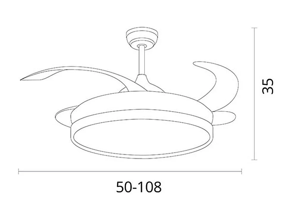 Ventilador de techo Atlas Bel Air 80W 4 aspas retráctiles blanco Ø108 cm