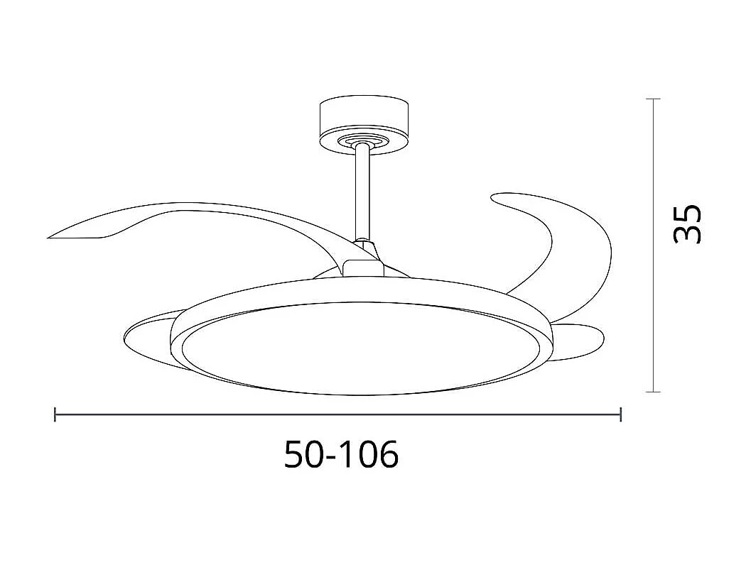Ventilador de techo Slim Bel Air DC 32W 4 aspas retráctiles negro Ø106x35 cm