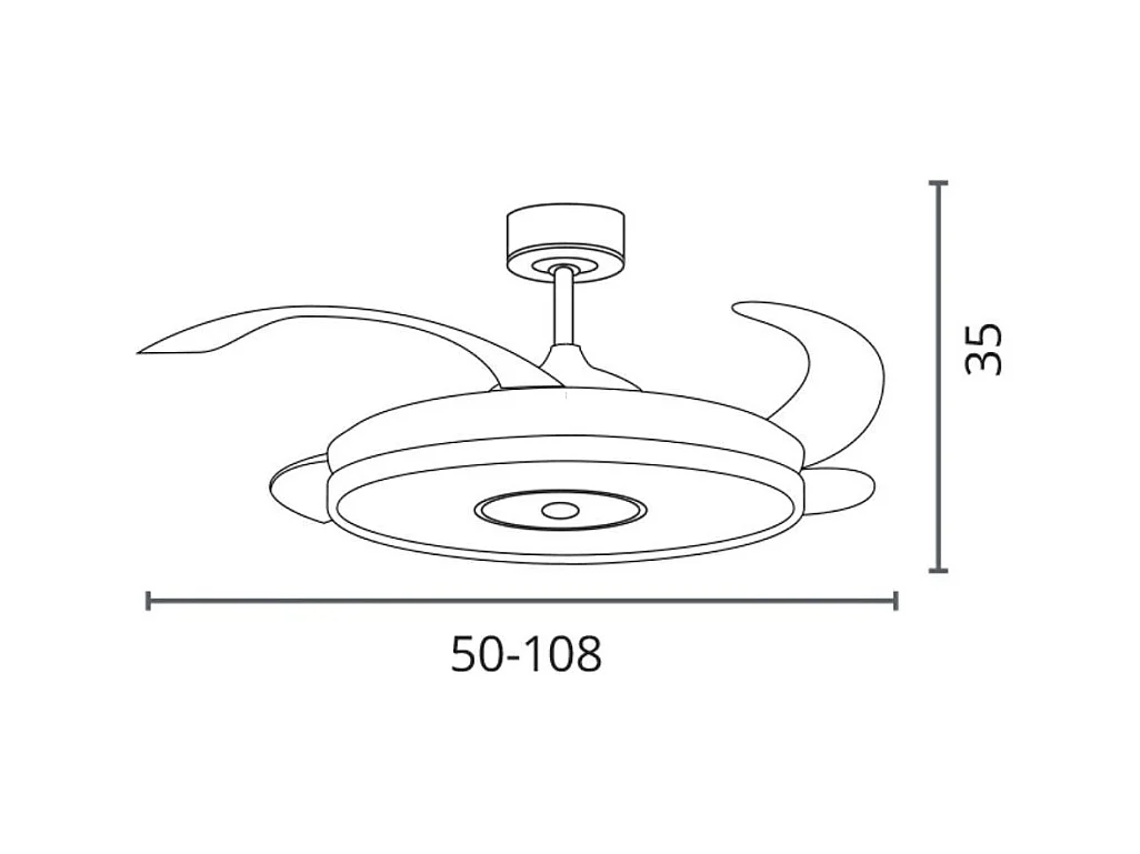 Ventilador de techo Colors Bel Air 72W 4 aspas retráctiles con altavoz Bluetooth blanco Ø108 cm