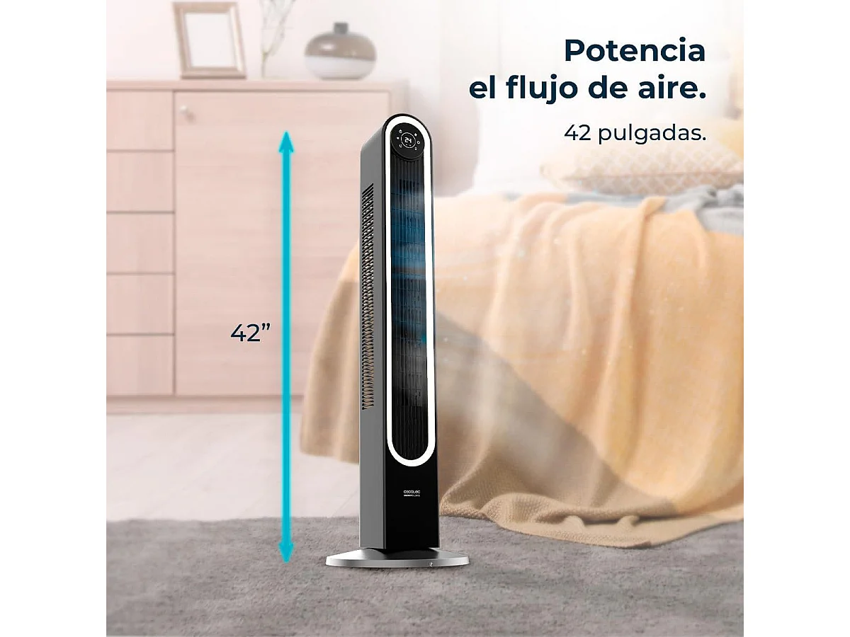 Ventilador de torre Cecotec EnergySilence 9090 Skyline Smart Light 60W mando a distancia negro 106 cm
