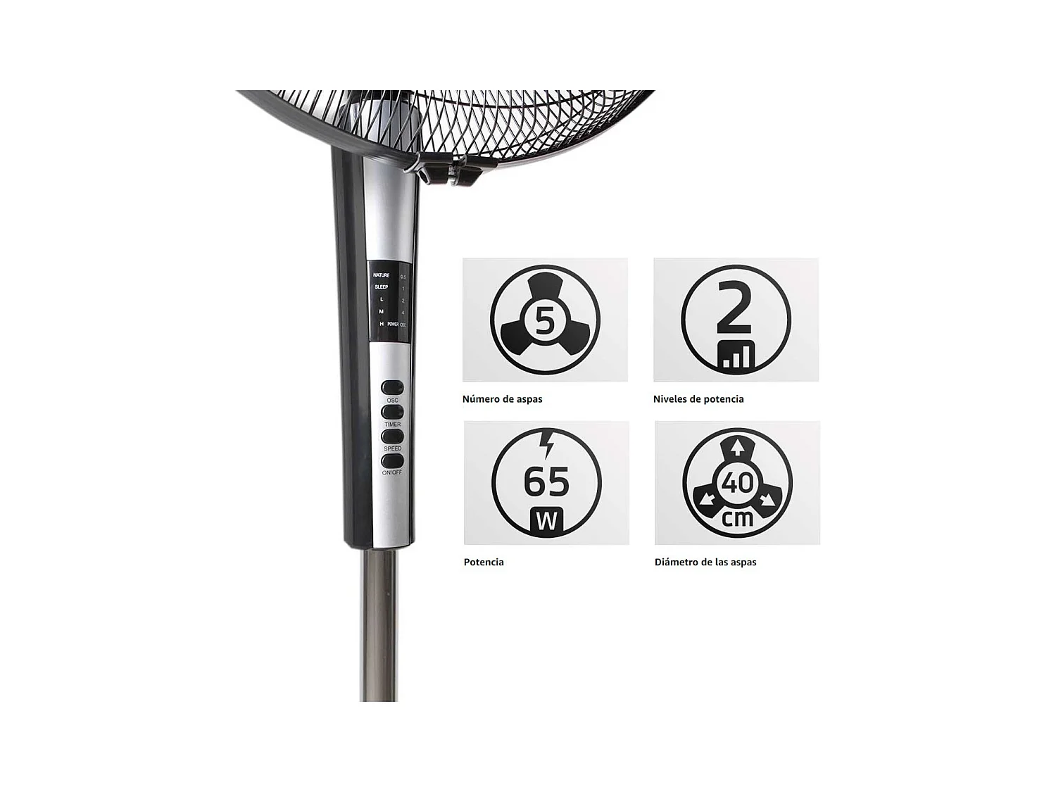 Ventilateur sur Pied avec Télécommande Orbegozo SF 0640 65 W