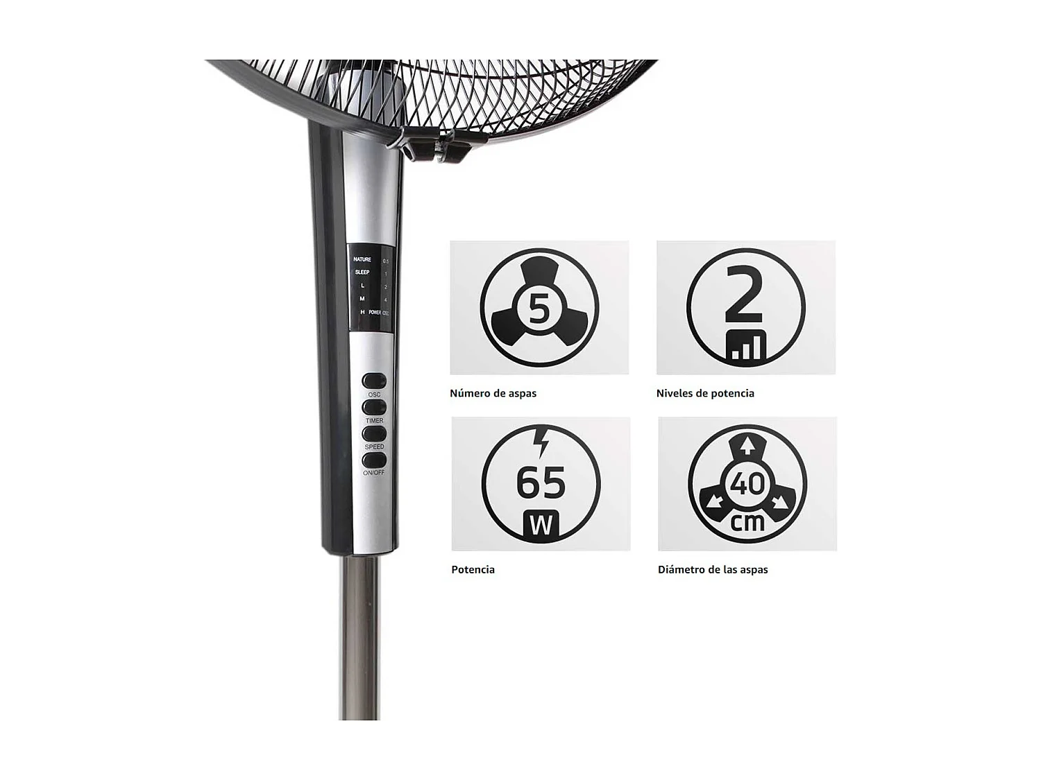 Ventilateur sur Pied avec Télécommande Orbegozo SF 0640 65 W