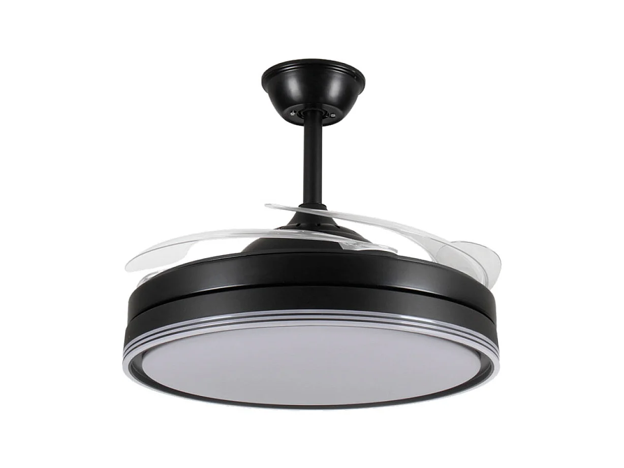 Ventilador de techo Altano 7042 Universal Blue 64W aspas retráctiles WiFi negro Ø105