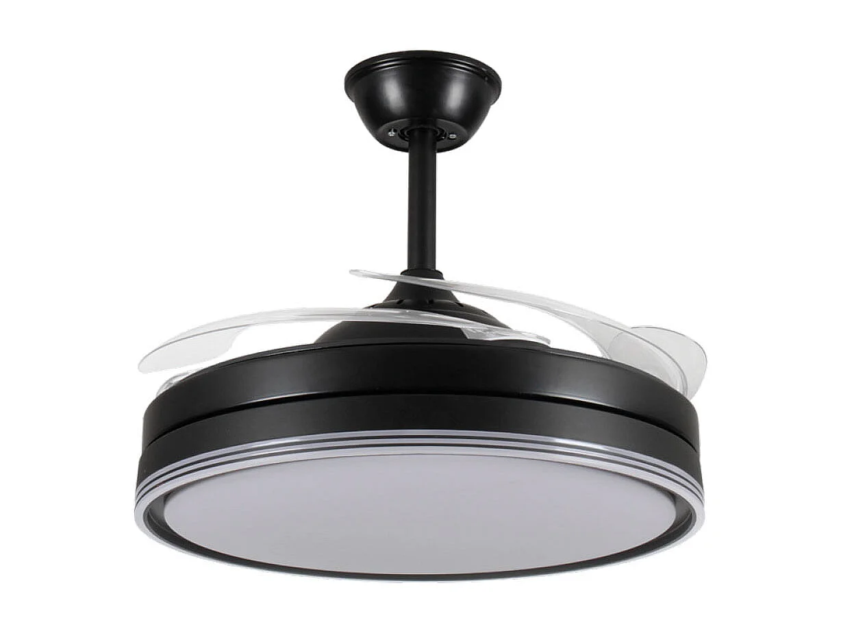 Ventilador de techo Altano 7042 Universal Blue 64W aspas retráctiles WiFi negro Ø105