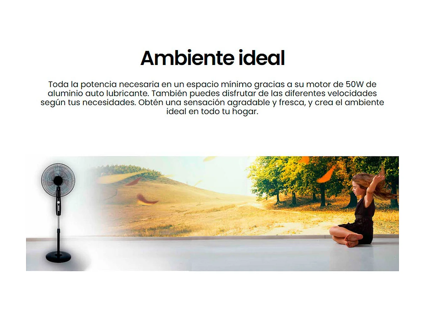 Ventilador de pie Infiniton IF-40M 50W 3 velocidades altura regulable acero inox