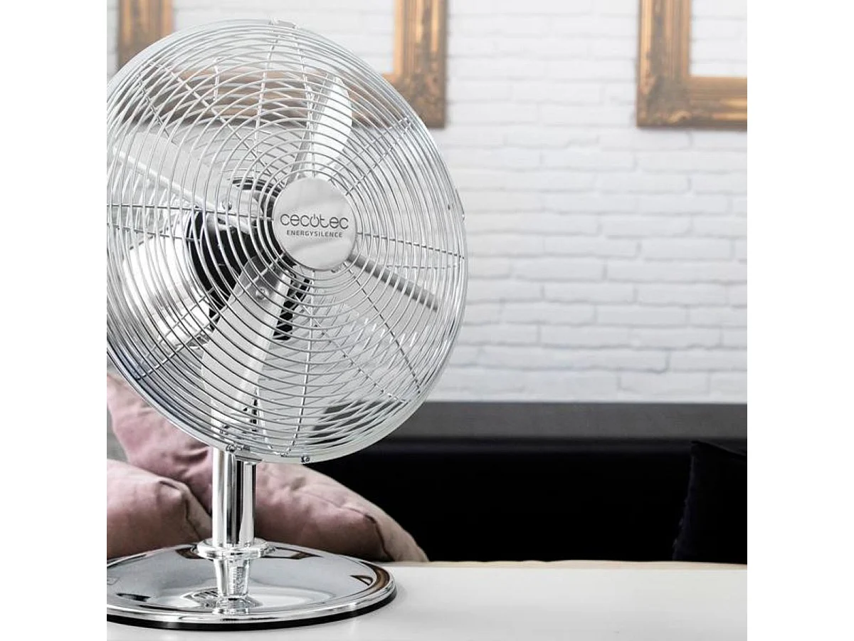 Ventilador de sobremesa Cecotec EnergySilence 620 RetroDesk 40W oscilante 3 velocidades plata 30 cm