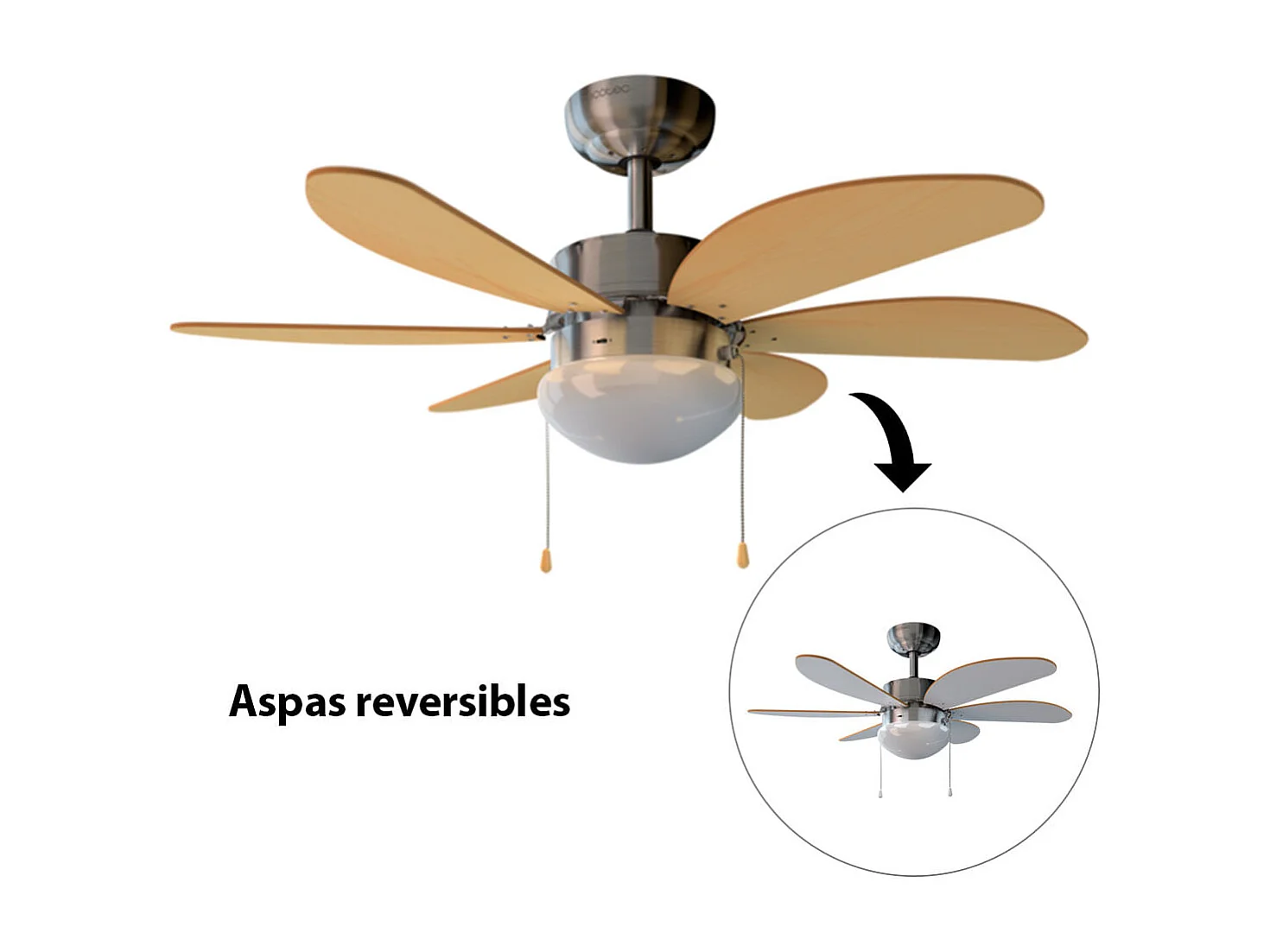 Ventilador de techo Cecotec EnergySilence Aero 350 50W 6 aspas reversibles blanco/marrón