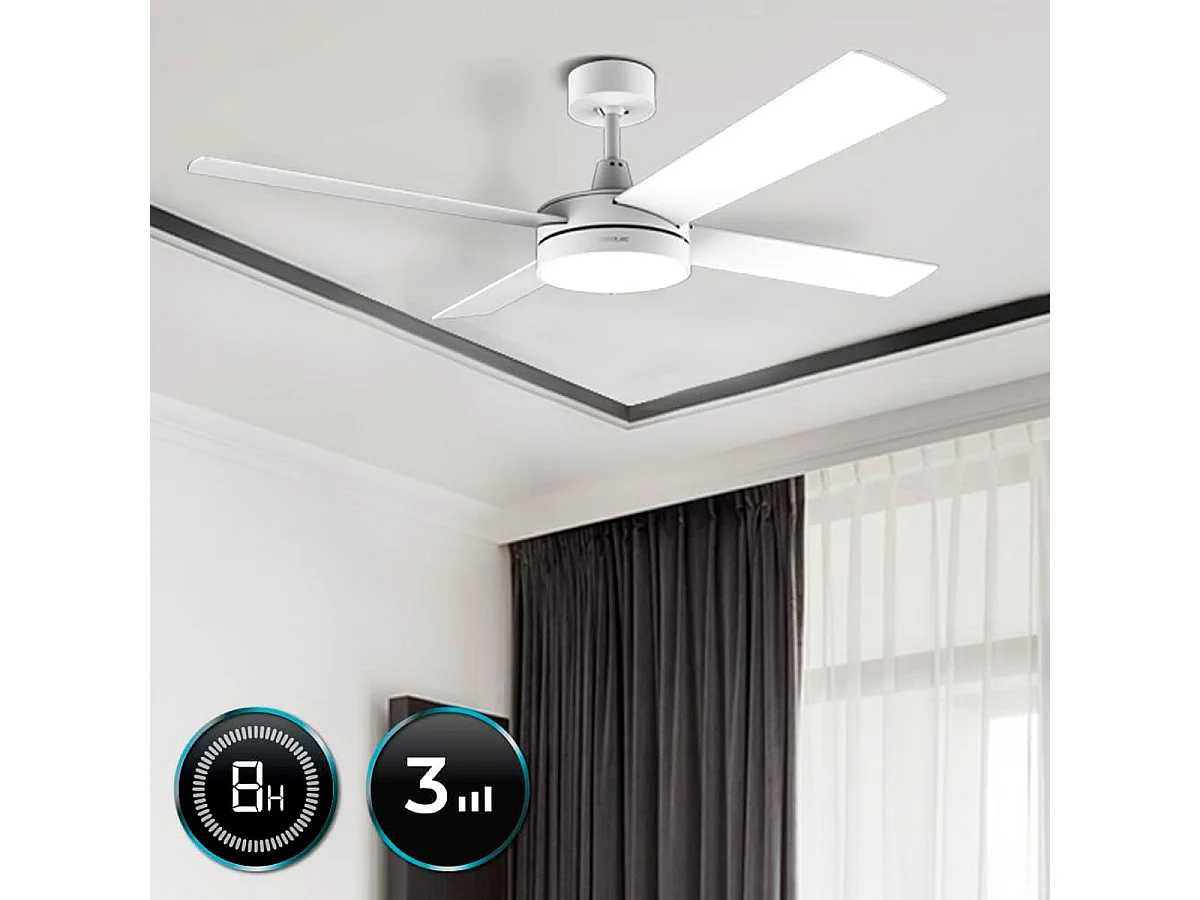 Ventilador de techo Cecotec EnergySilence Aero 5200 White Line 60W  4 aspas negro Ø132 cm