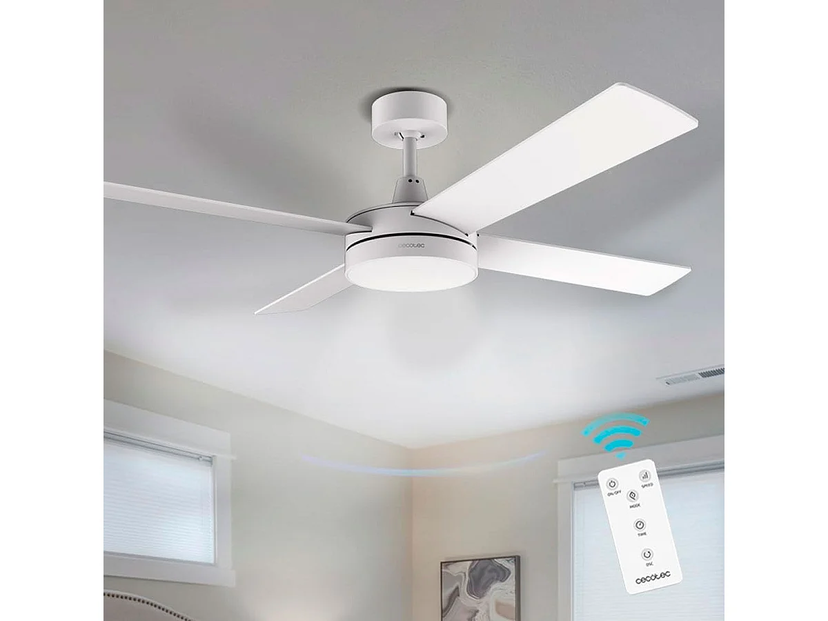 Ventilador de techo Cecotec EnergySilence Aero 5200 White Line 60W  4 aspas negro Ø132 cm