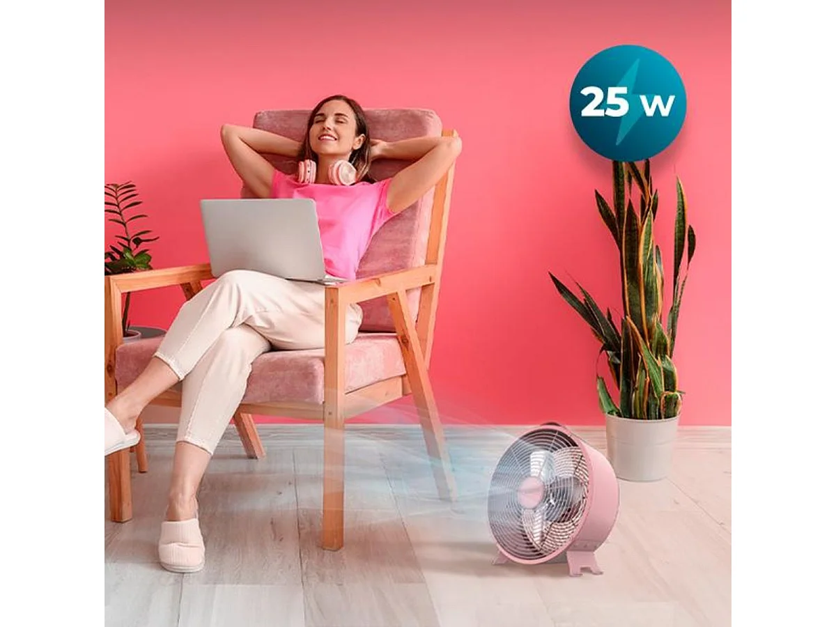 Ventilador de sobremesa Cecotec EnergySilence 400 RetroDesk 25W 4 aspas rosa