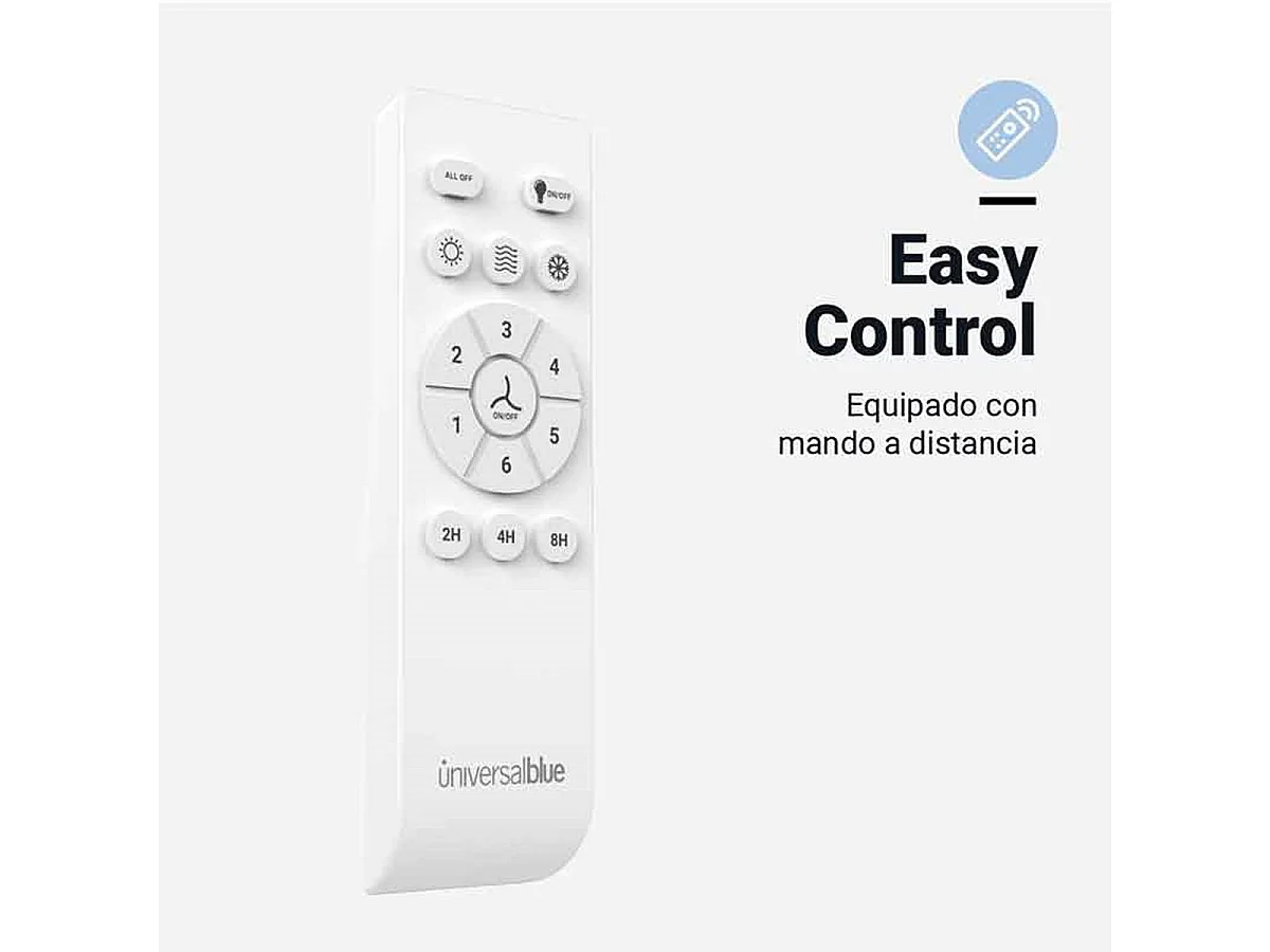 Ventilador de techo Midi Universal Blue luz LED silencioso inox/marrón 55W 106 cm