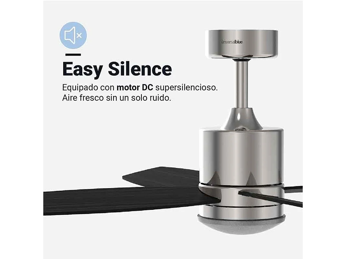 Ventilador de techo Midi Universal Blue luz LED silencioso inox/marrón 55W 106 cm