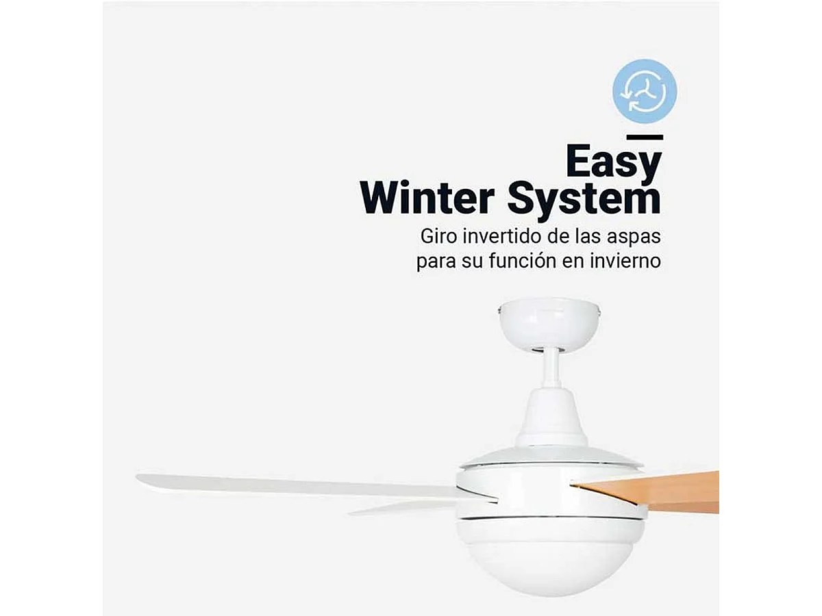 Ventilador de techo Siroco Universal Blue 60W con luz+mando a distancia blanco/madera