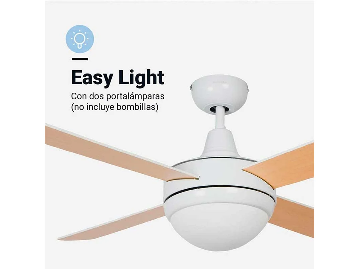 Ventilador de techo Siroco Universal Blue 60W con luz+mando a distancia blanco/madera