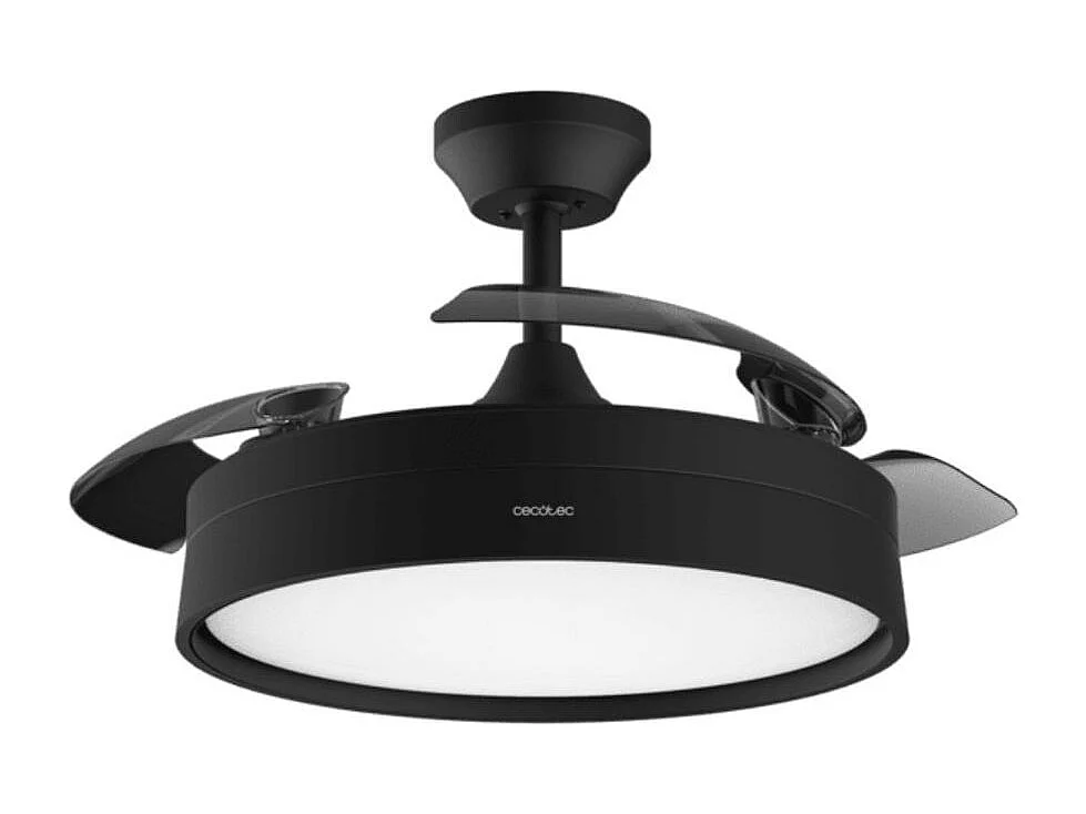 Ventilador de techo Cecotec Energysilence Aero 4200 35W aspas retráctiles con luz LED negro Ø106 cm
