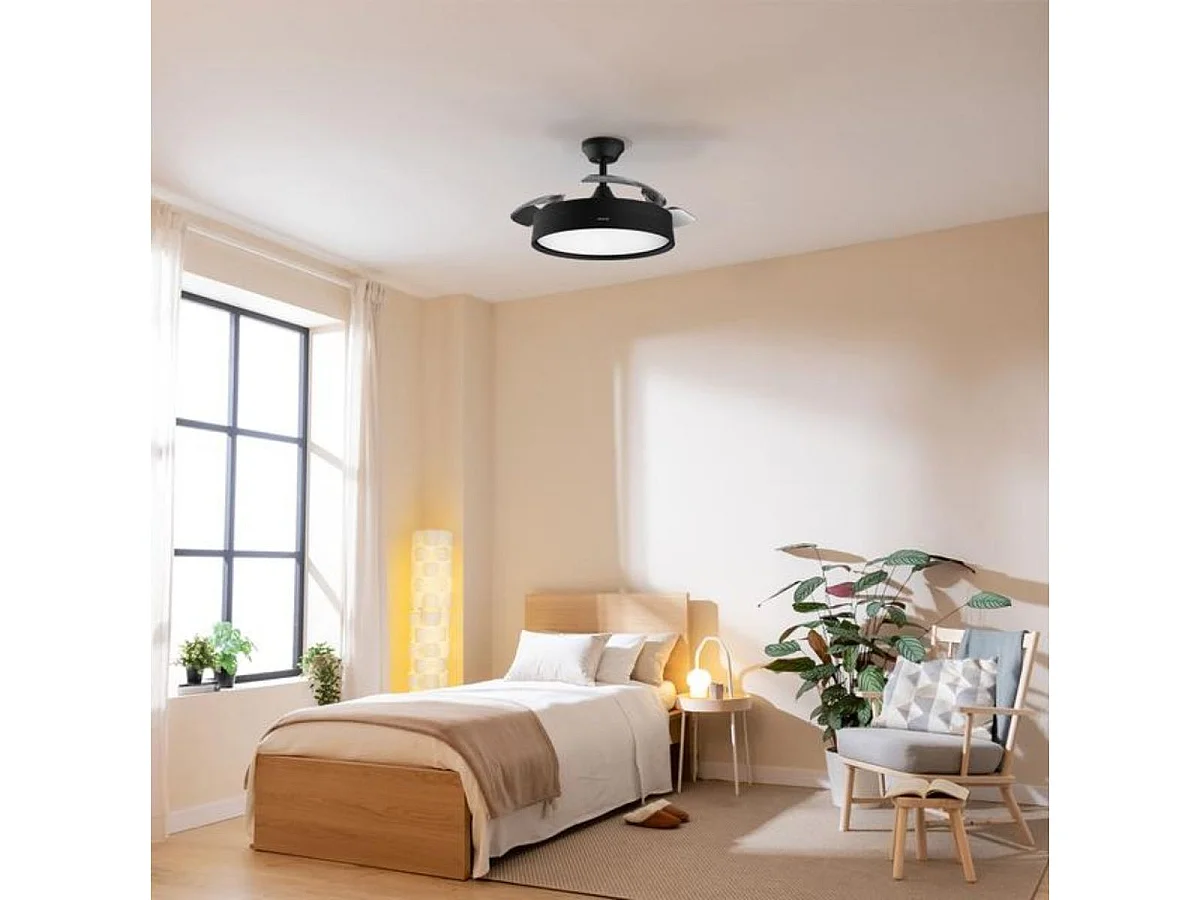 Ventilador de techo Cecotec Energysilence Aero 4200 35W aspas retráctiles con luz LED negro Ø106 cm