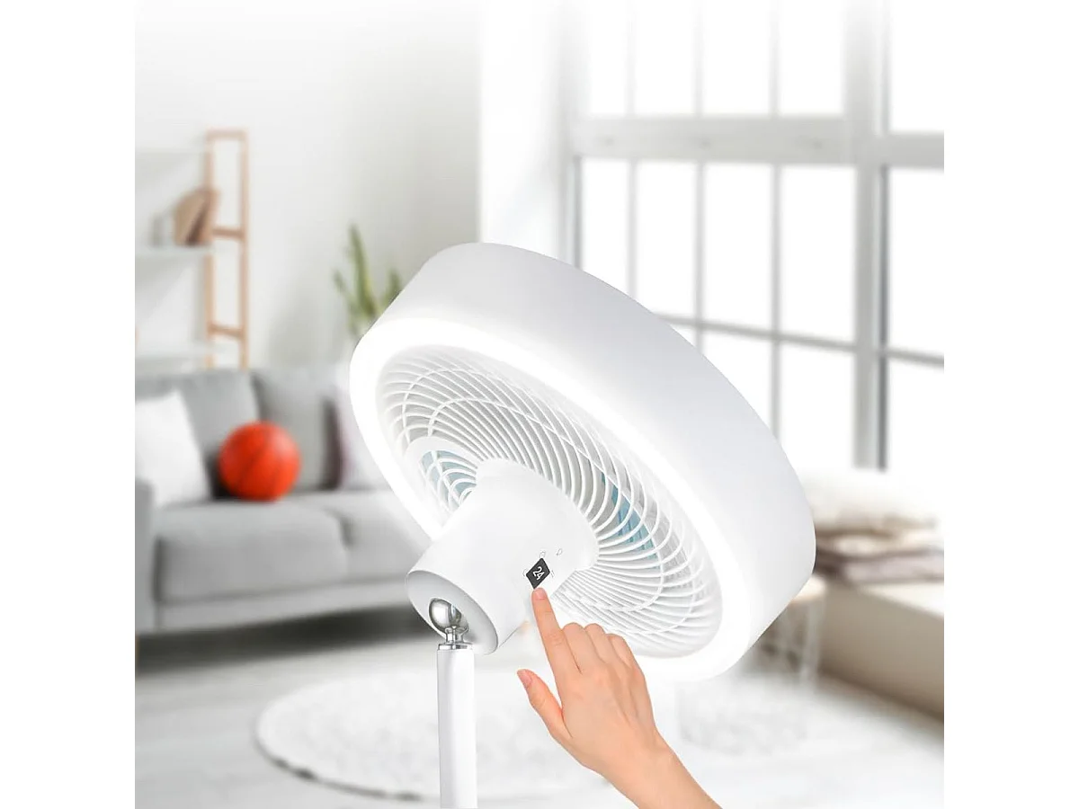 Ventilador de pie Cecotec EnergySilence FanLamp 36W aro de luz LED reversible blanco