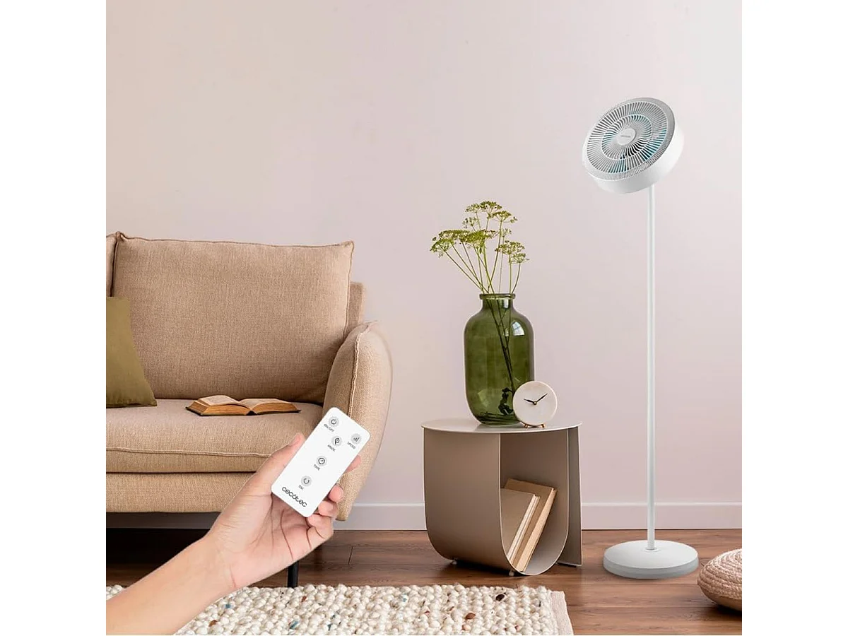 Ventilador de pie Cecotec EnergySilence FanLamp 36W aro de luz LED reversible blanco