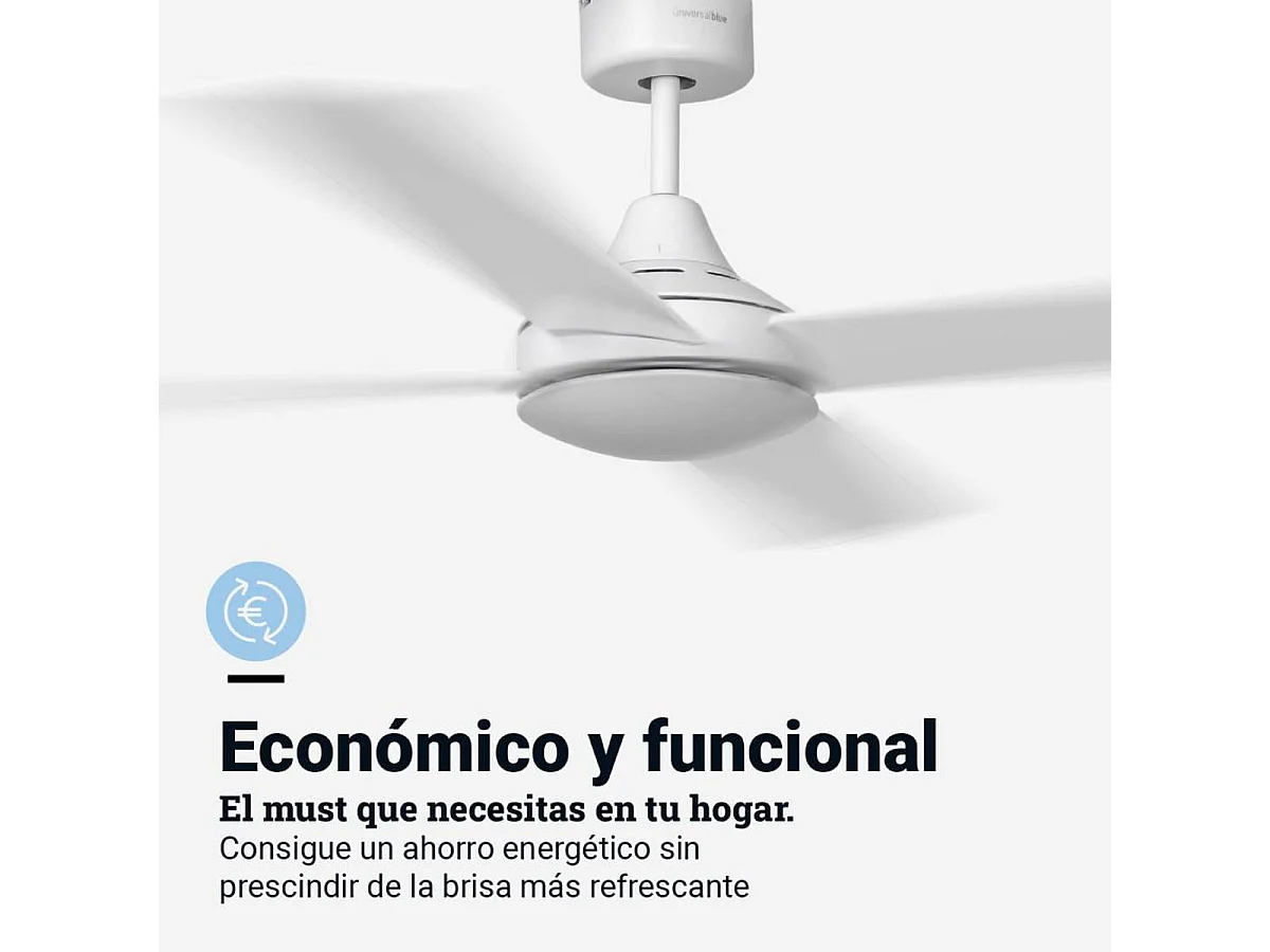 Ventilador de techo Poniente 6048W Universal Blue 55W 4 aspas blanco Ø122 cm