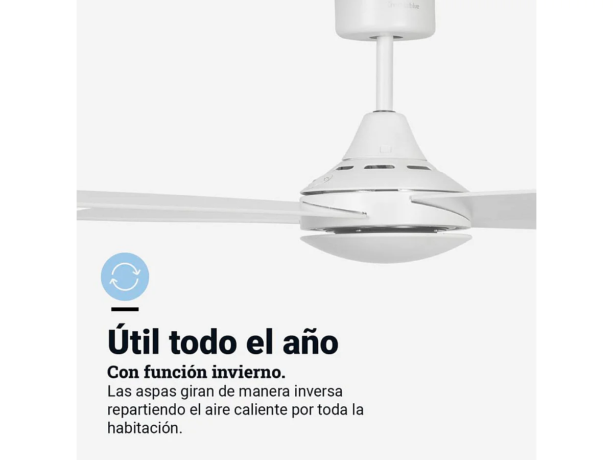 Ventilador de techo Poniente 6048W Universal Blue 55W 4 aspas blanco Ø122 cm
