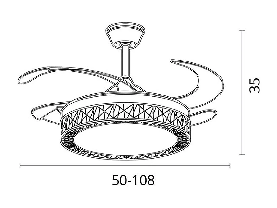 Ventilador de techo Nido Bel Air 72W aspas retráctiles mando a distancia negro Ø108 cm