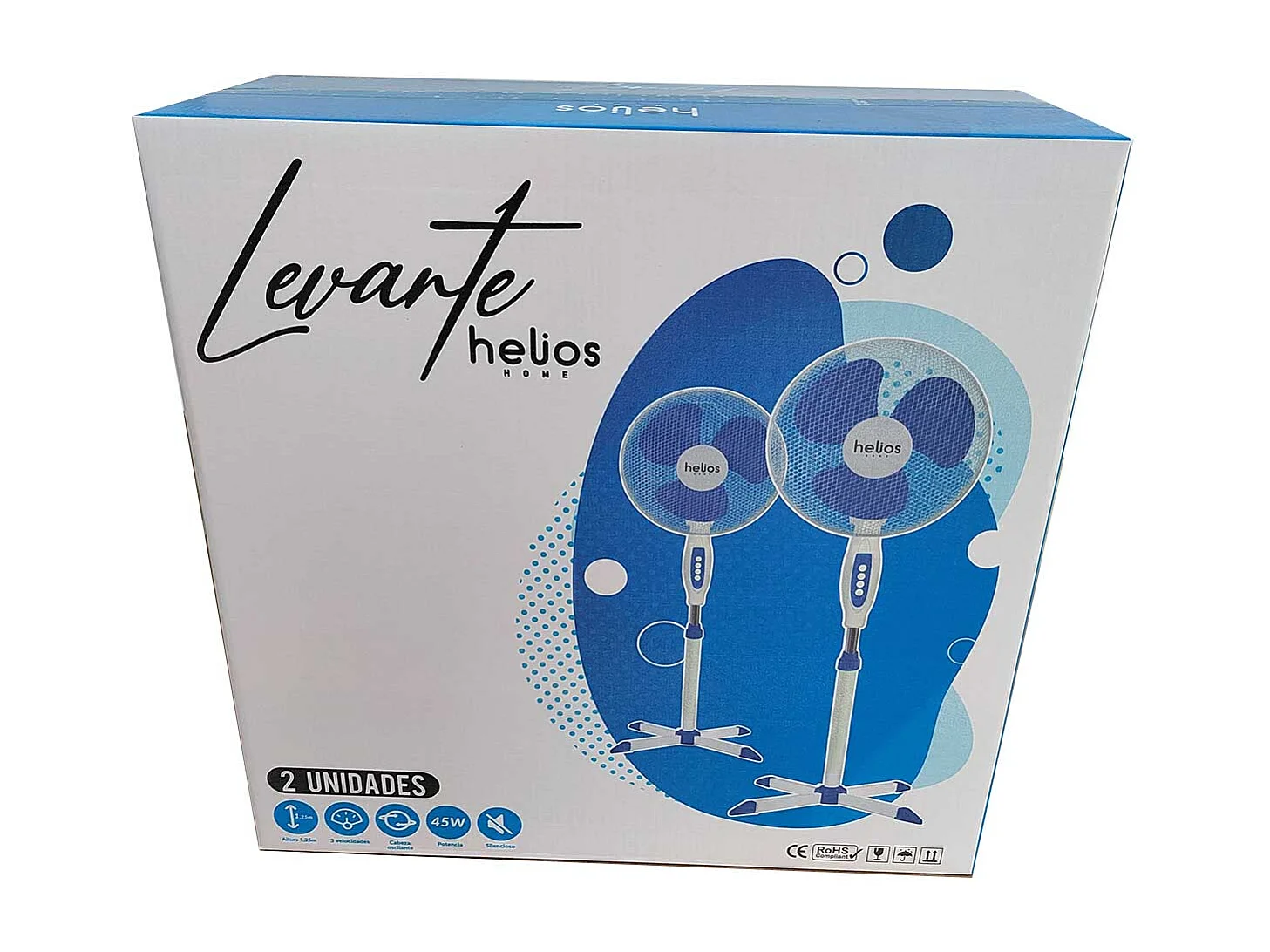 Pack de 2 ventiladores de pie Levante FS-40-A2 Helios Home 16" 45W blanco 125 cm