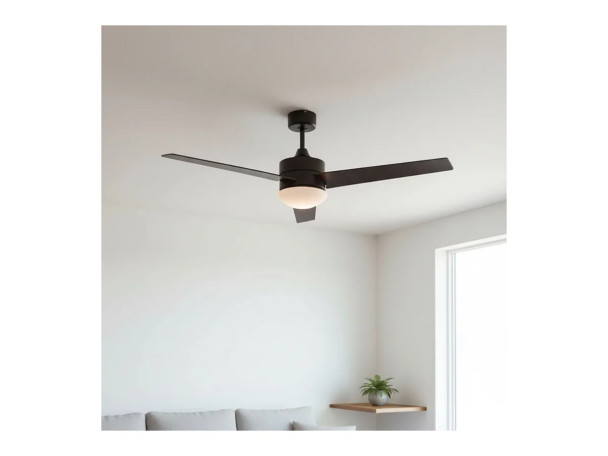 Ventilador de techo Milos 70W 3 aspas con mando a distancia negro Ø121 cm