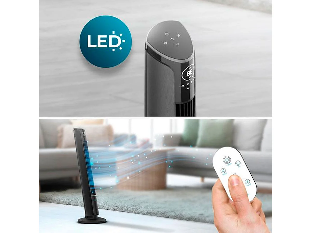 Ventilador de torre Cecotec EnergySilence 9250 Skyline Smart Tilt 45W inclinación ajustable negro 106 cm