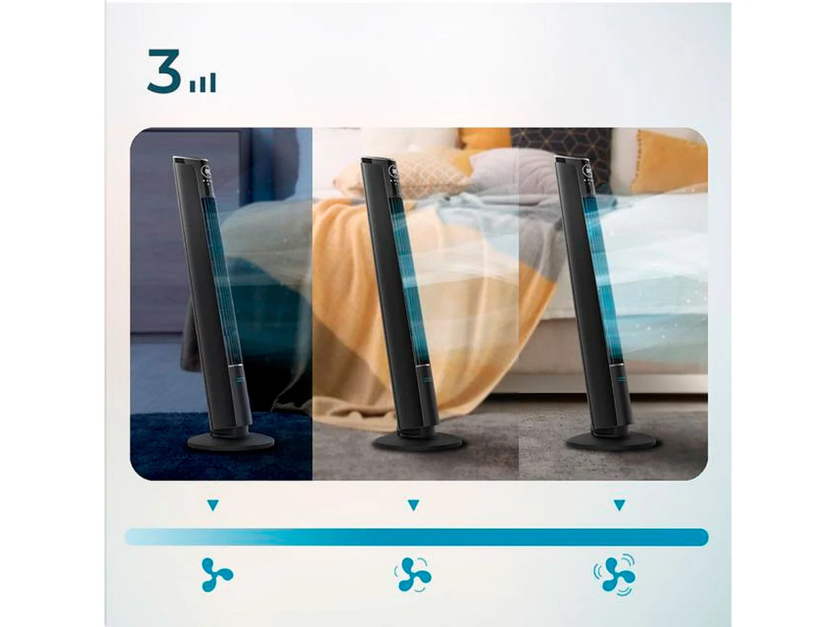 Ventilador de torre Cecotec EnergySilence 9250 Skyline Smart Tilt 45W inclinación ajustable negro 106 cm