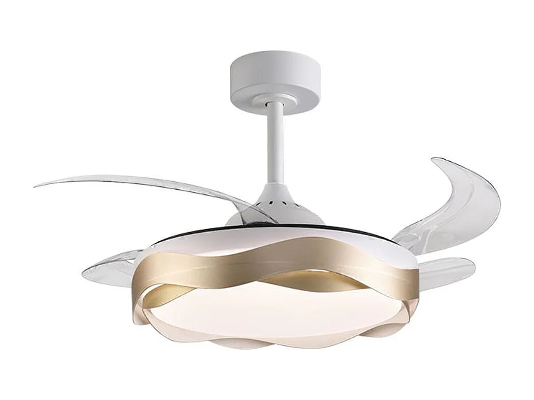 Ventilador de techo Ondas Bel Air 72W 4 aspas retráctiles con luz LED oro Ø108 cm