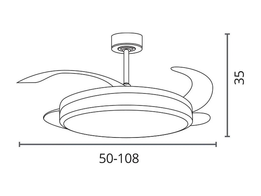 Ventilador de techo Riga Bel Air 72W 4 aspas retráctiles con luz LED blanco/negro Ø108 cm