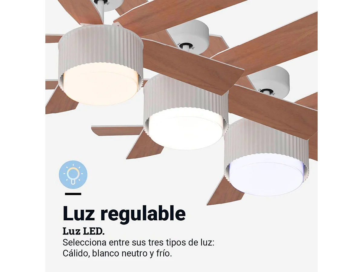 Ventilador de techo Morget 6042W Universal Blue 5 aspas mando a distancia blanco/natural Ø106 cm