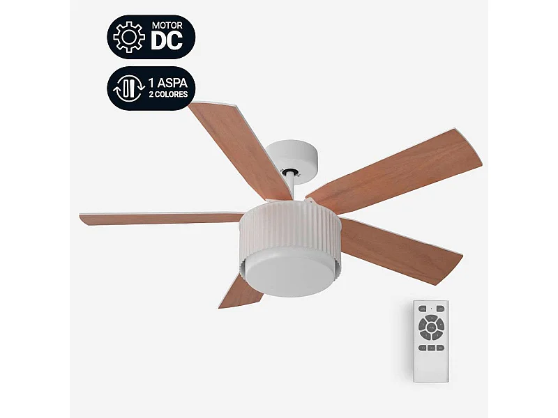 Ventilador de techo Morget 6042W Universal Blue 5 aspas mando a distancia blanco/natural Ø106 cm