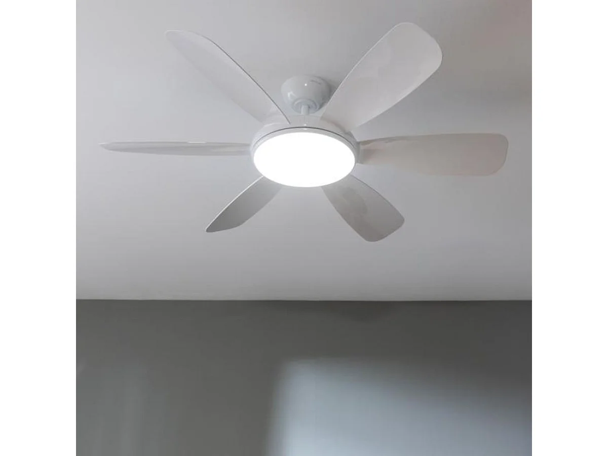 Ventilador de techo EnergySilence Aero 5200 55W 6 aspas con mando a distancia blanco Ø132 cm