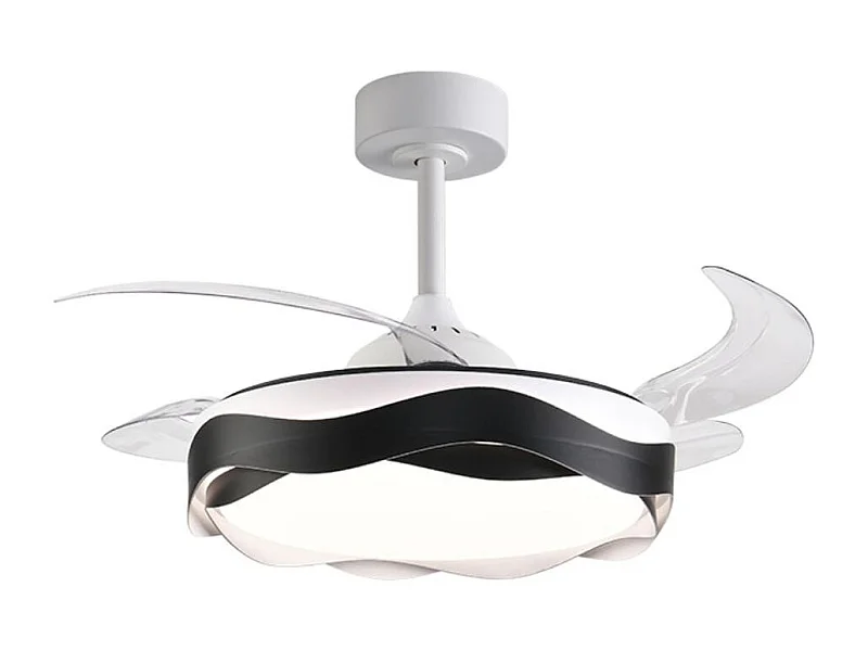 Ventilador de techo Ondas Bel Air 72W 4 aspas retráctiles con luz LED negro Ø108 cm