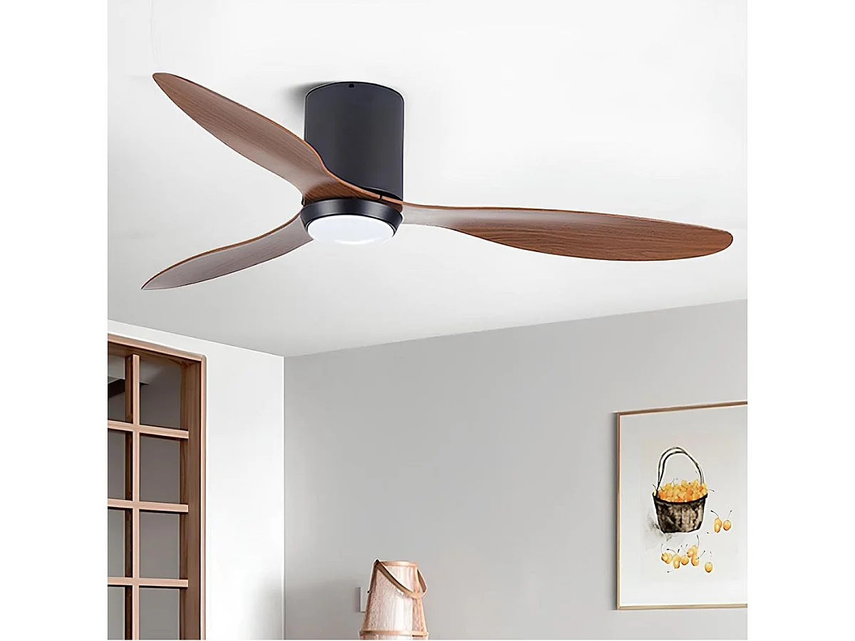 Ventilador de techo Mistral Bel Air 48W 3 aspas con luz LED negro/cerezo Ø130 cm