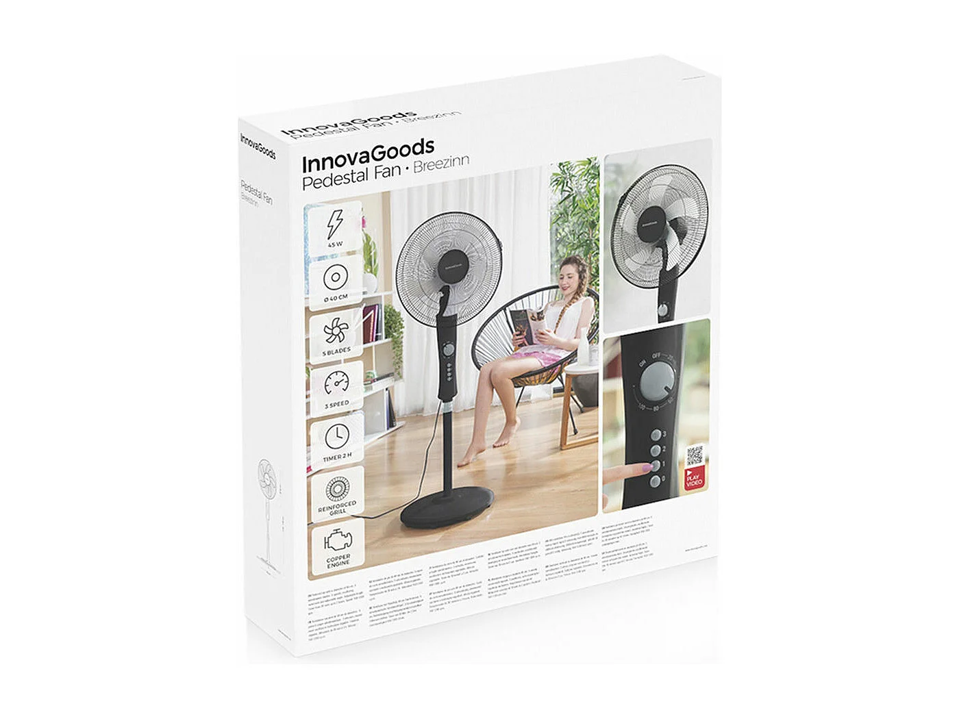 Ventilateur sur Pied InnovaGoods Breezinn Noir 45 W