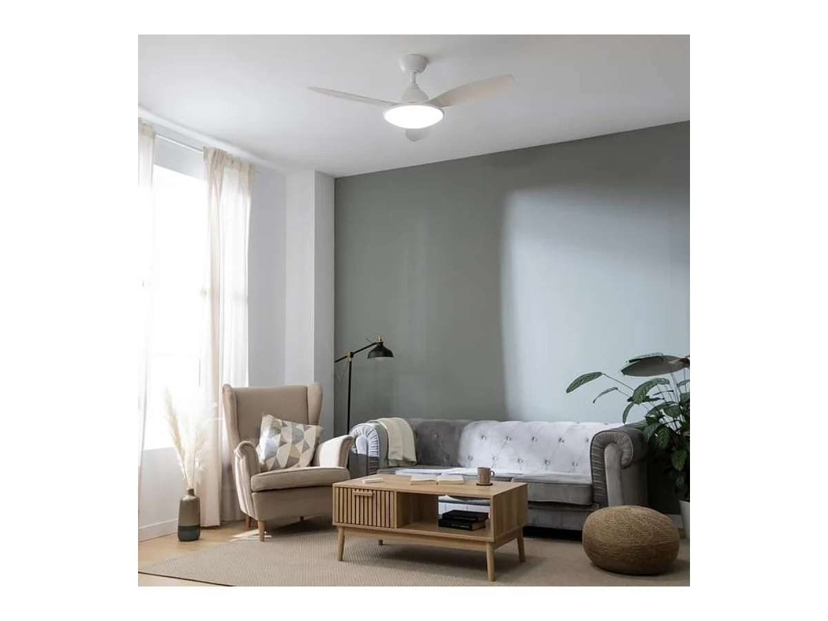 Ventilador de techo EnergySilence 4800 36W 3 aspas con mando a distancia blanco Ø120 cm