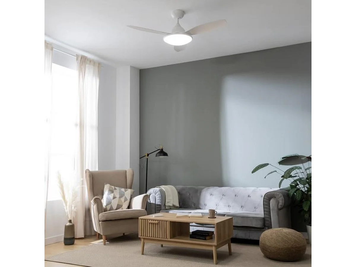 Ventilador de techo EnergySilence 4800 36W 3 aspas con mando a distancia blanco Ø120 cm