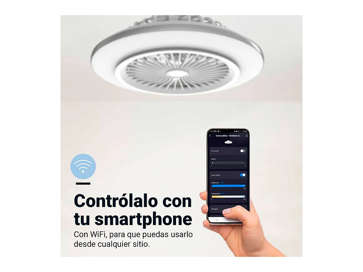 Ventilador de techo Kona 7050W Universal Blue 25W control WiFi blanco Ø49 cm