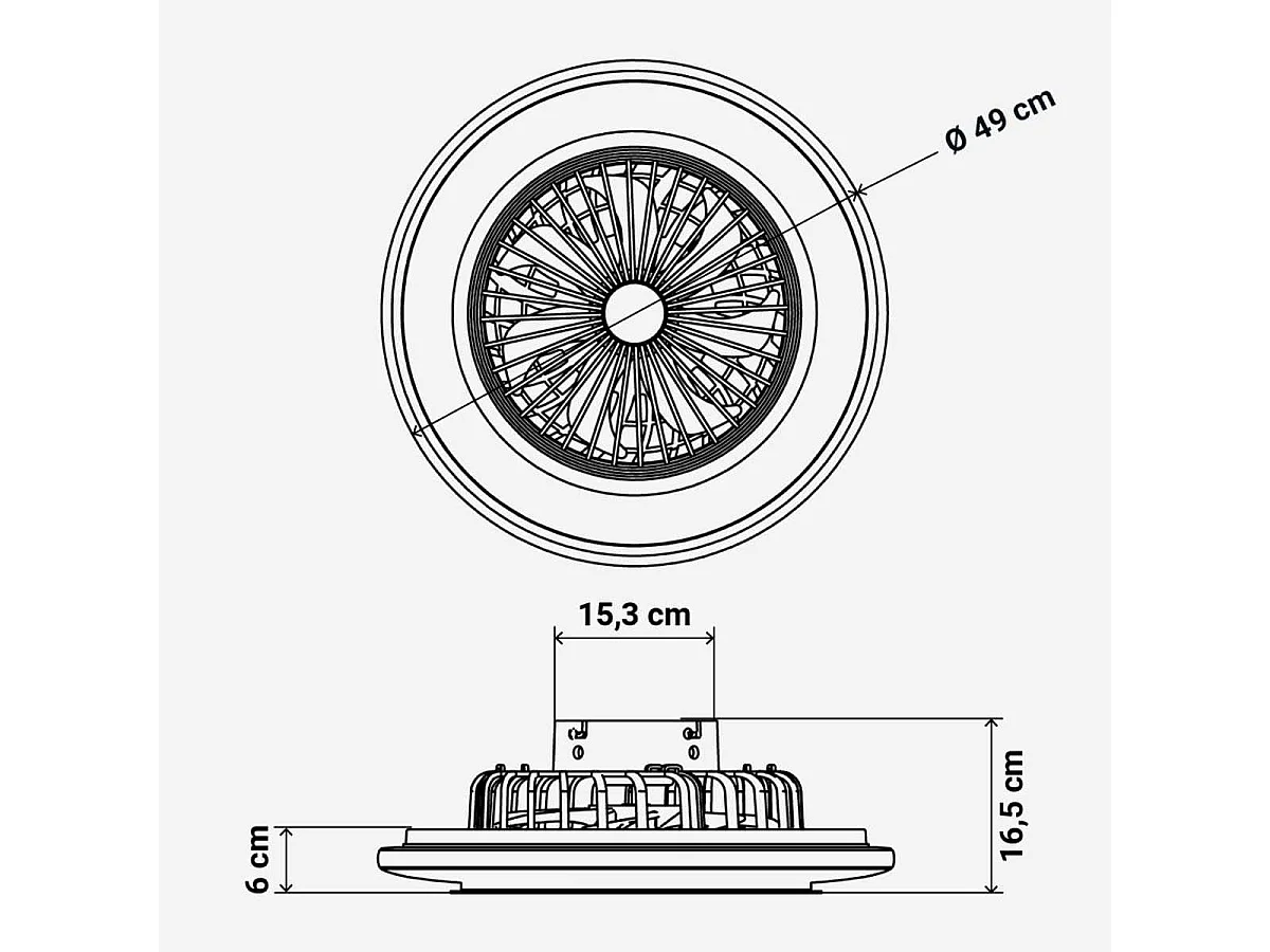 Ventilador de techo Kona 7050W Universal Blue 25W control WiFi blanco Ø49 cm