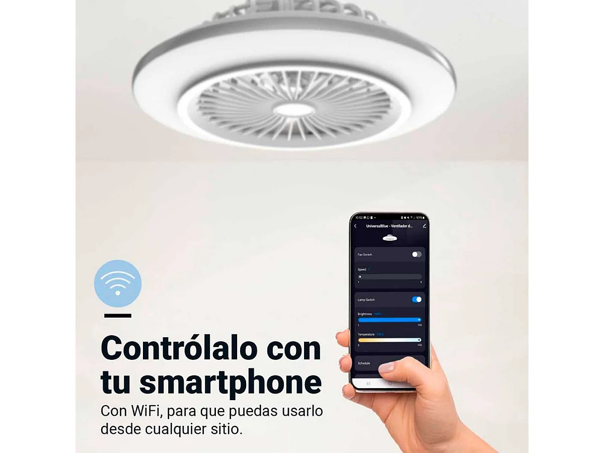 Ventilador de techo Kona 7050W Universal Blue 25W control WiFi blanco Ø49 cm