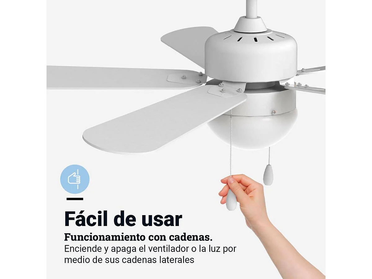 Ventilador de techo Etesios 6052W Universal Blue 60W 5 aspas reversibles blanco/natural Ø132 cm