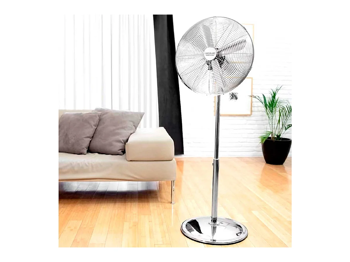 Ventilador de pie Cecotec EnergySilence 620 Retrostyle 50W 3 velocidades inox Ø40x90/125 cm