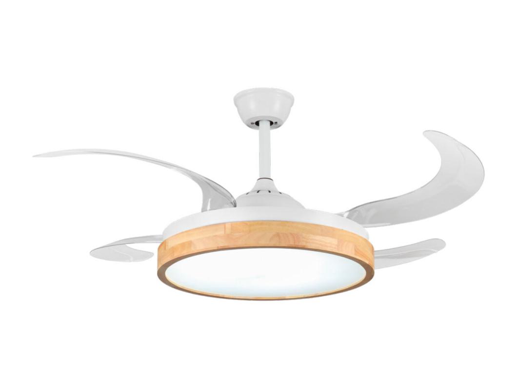Ventilador de techo Kaus 7048WD Universal Blue 64W aspas retráctiles WiFi blanco/natural Ø122 cm